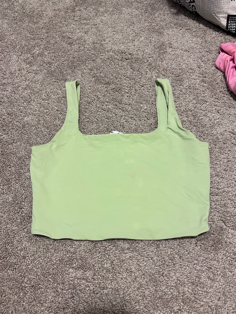 Garage Light Green Square Neck Crop Top